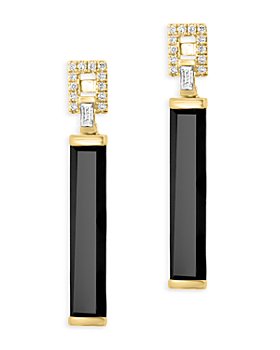 Bloomingdale's - Onyx & Diamond Column Drop Earrings in 14K Yellow Gold - 100% Exclusive