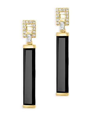 Bloomingdale's Onyx & Diamond Column Drop Earrings in 14K Yellow Gold - 100% Exclusive
