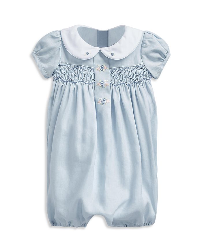 Ralph Lauren - Girls' Smocked Linen Bubble Shortall - Baby