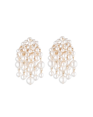 Dannijo Sicily Imitation Pearl Waterfall Earrings In White/gold