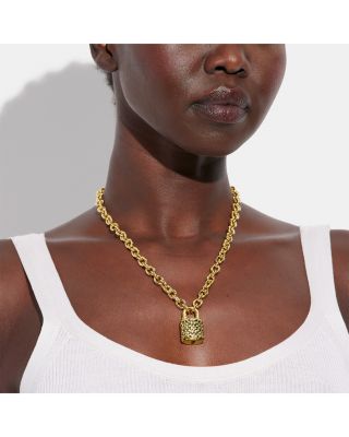 Logo Padlock Chain Necklace, 17"