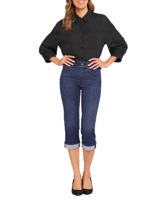 NYDJ - Petite Marilyn High Rise Cropped Straight Jeans in Blue Ridge