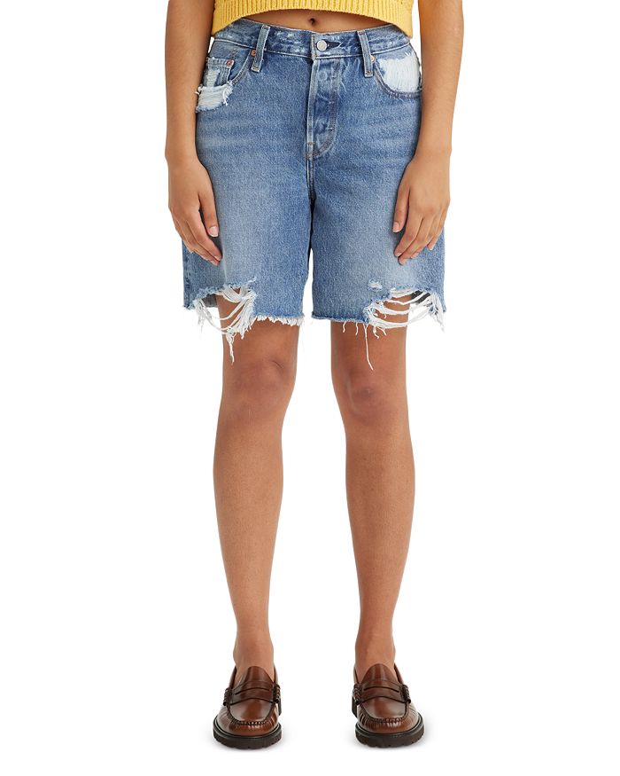 Levi's 501 High Rise Distressed Denim Shorts in Pedal Time | Bloomingdale's