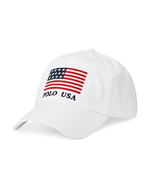 Polo Ralph Lauren Flag Chino Ball Cap In Pure White