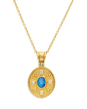 Gurhan 22-24k Yellow Gold Muse Opal & Diamond Pendant Necklace, 18 In Blue/gold