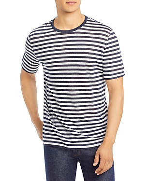 Shop Hugo Boss Tiburt Linen Regular Fit Short Sleeve Tee In Dark Blue