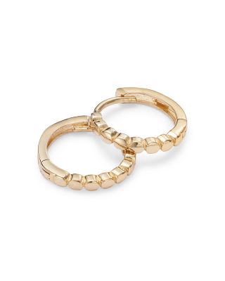 14K Yellow Gold Circle Huggie Hoop Earrings