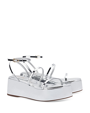 Shop Larroude Women's Gio Ankle Strap Platform Sandals In Silver
