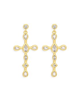 Luv Aj - Bezel Stone Cross Earrings