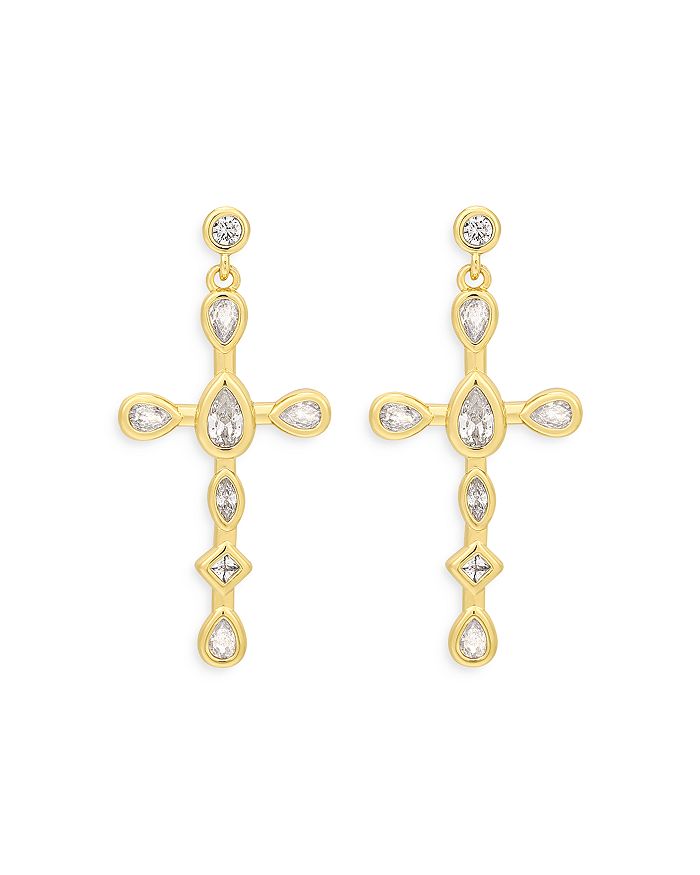 Luv Aj Bezel Stone Cross Earrings Bloomingdale s