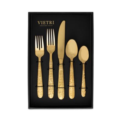 VIETRI - Martellato Gold Tone 20-Piece Flatware Set