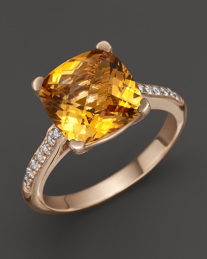 Lisa Nik 18K Rose Gold Citrine and Diamond Ring | Bloomingdale's
