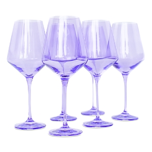 Estelle Colored Glass Stem Wine Glasses, Set Of 6