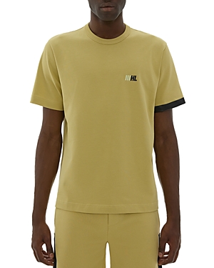 Helmut Lang Men's Slant Logo-print Cotton T-shirt In Unifrom Khaki