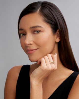 18K White & Yellow Gold Signature Caviar Diamond Coil Ring