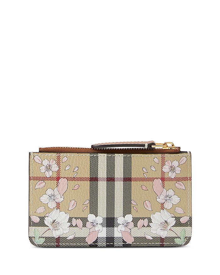 Burberry - Floral Check Print Leather & Chain Coin Case