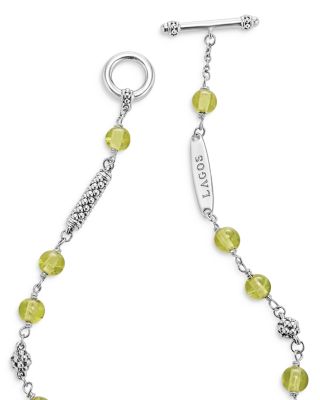 Sterling Silver Caviar Icon Peridot Beaded Bracelet