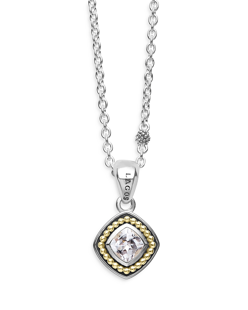 Lagos Sterling Silver & 18K Yellow Gold Rittenhouse White Topaz Pendant Necklace, 16