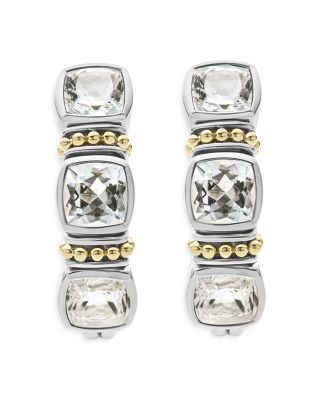 18K Yellow Gold & Sterling Silver Rittenhouse White Topaz J-Hoop Earrings