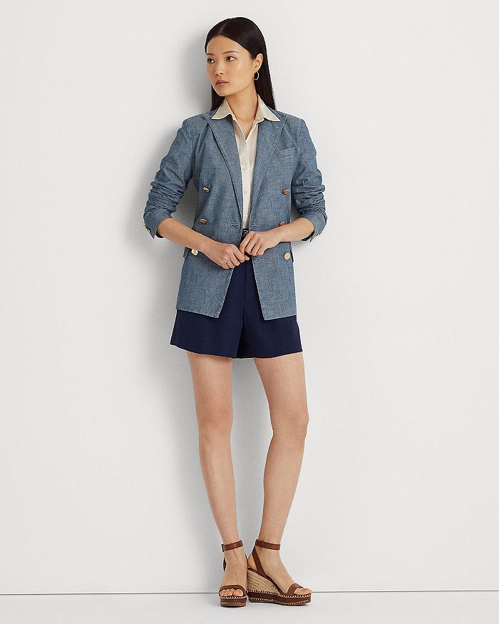 Ralph Lauren Double Breasted Chambray Blazer & Pleated Georgette