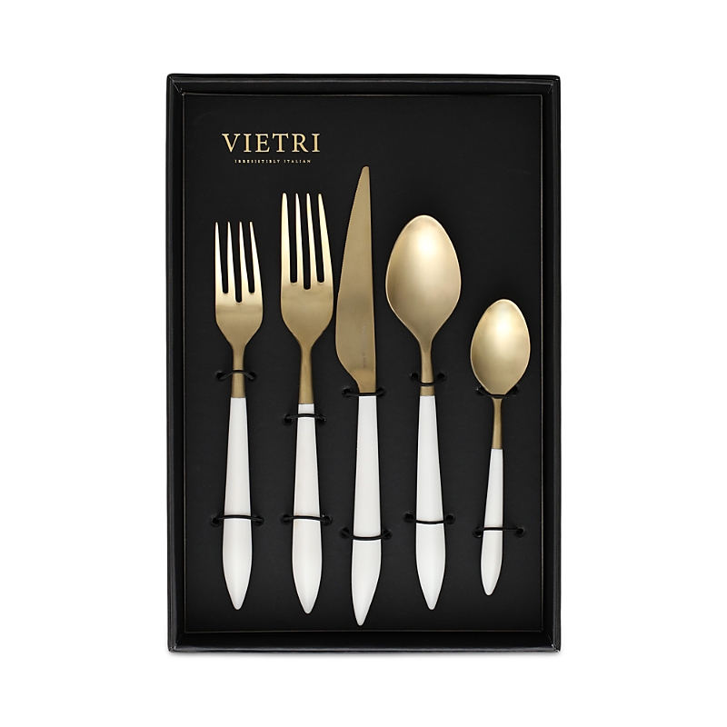 Vietri Ares Oro & White 20 Piece Flatware Set In Gold