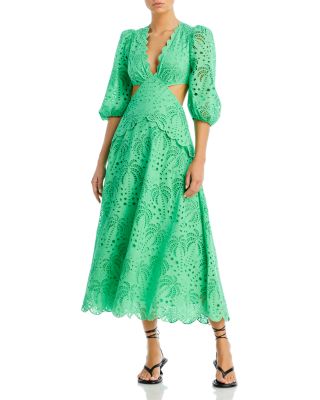 FARM Rio Cotton Eyelet Midi Dress | Bloomingdale's Women
