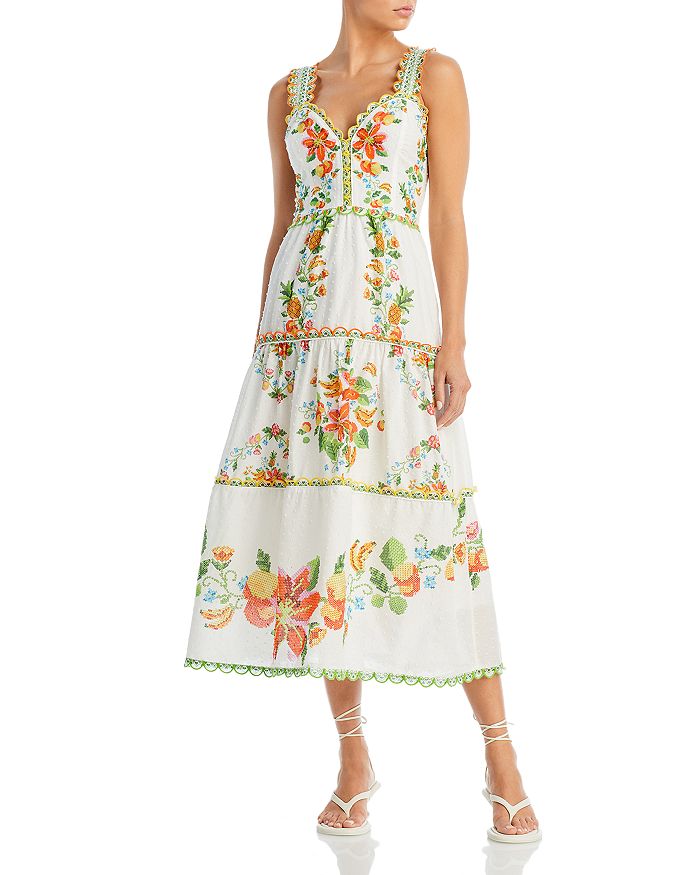 FARM Rio Cotton Mixed Tropical Midi Dress | Bloomingdale's