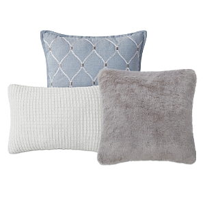 Shop Waterford Florence Decorative Pillows, Set Of 3 In Chambray