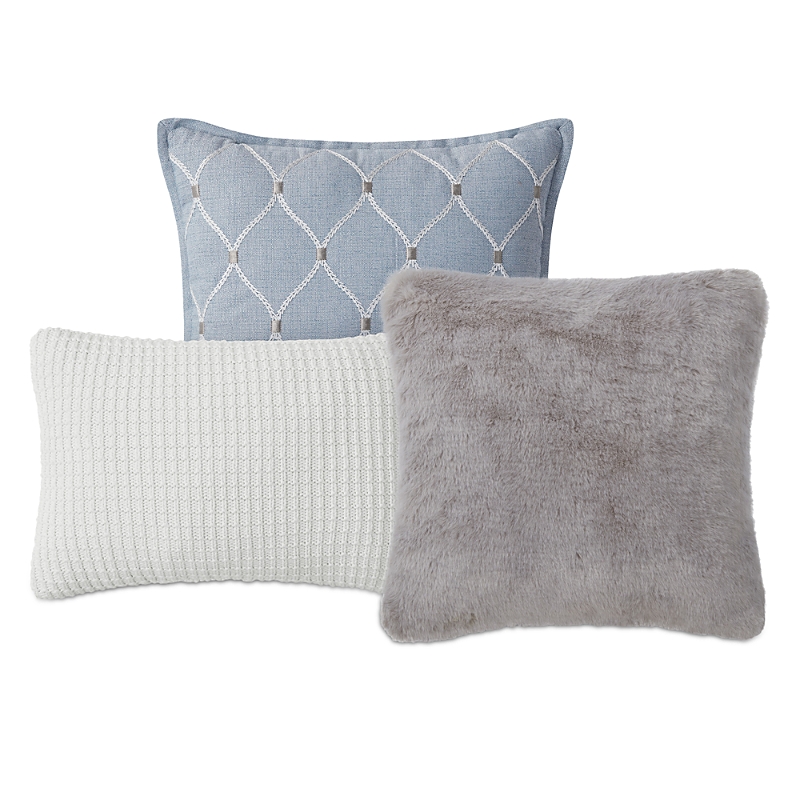 Waterford Florence Set Of 3 Decorative Pillows In Chambray
