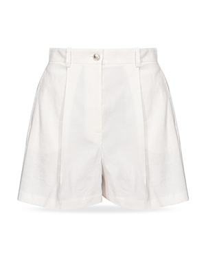 Shop Pinko High Waist Stretch Linen Shorts In Z15