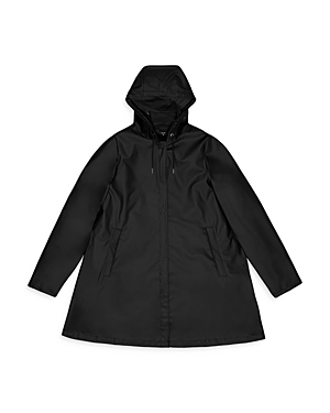 Shop Rains Hooded A-line Rain Jacket In Black