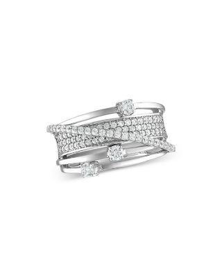 Bloomingdale's Diamond Multi Row Crossover Ring In 14K White Gold, 0.75 ...