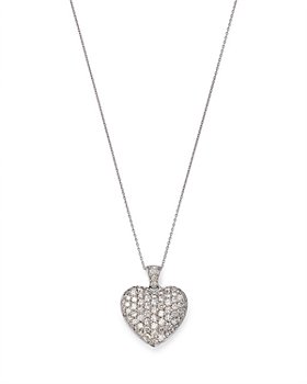 Bloomingdale's - Diamond Pavé Heart Pendant Necklace in 14K White Gold, 1.50 ct. t.w. - 100% Exclusive