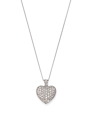 Bloomingdale's Diamond Pave Heart Pendant Necklace in 14K White Gold, 1.50 ct. t.w. - 100% Exclusive