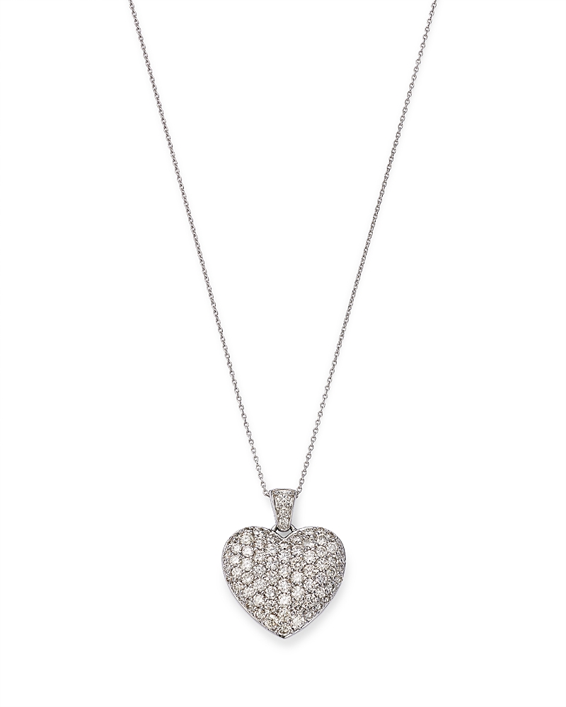 Bloomingdale's Diamond Pave Heart Pendant Necklace In 14k White Gold, 1.50 Ct. T. W. - Exclusive In White