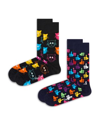 Happy Socks - Classic Cotton Blend Crew Socks, Pack of 2