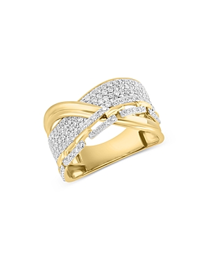 Bloomingdale's Diamond Crossover Ring In 14k Yellow Gold, 0.95 Ct.t.w. - 100% Exclusive In Gold/white
