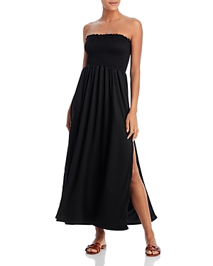 Shop Peixoto Harry Strapless Cotton Dress In Black