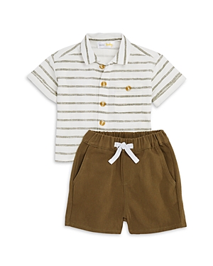 Bloomie's Baby Boys' Woven Striped Shirt & Shorts Set - Baby In Multi
