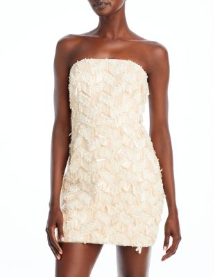 BCBGMAXAZRIA Strapless Sequin Paiette Corset Dress