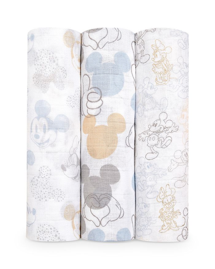 Aden and Anais Unisex Minnie and Mickey Classic Swaddle Blankets, Pack
