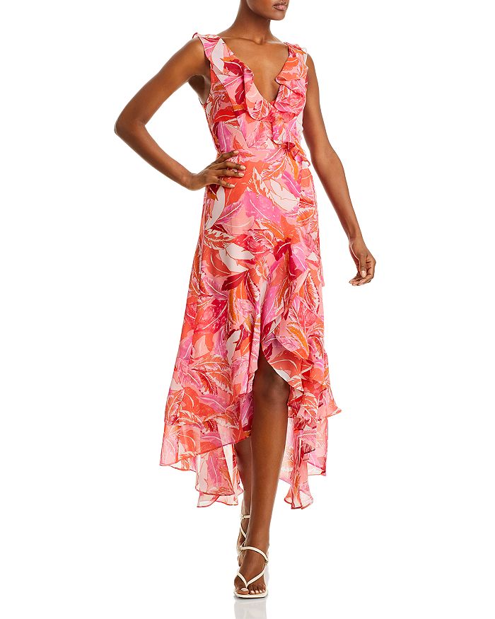 AQUA Botanical Print High/Low Wrap Dress - 100% Exclusive | Bloomingdale's