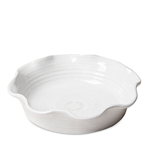 Farmhouse Pottery Laurel Glazed Stoneware Pie Dish In Open White