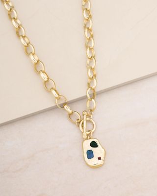 Rainbow Nugget Pendant Necklace, 18"