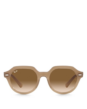 Shop Ray Ban Ray-ban Gina Round Sunglasses, 53mm In Brown/brown Gradient