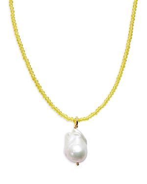 Timeless Pearly Cultured Freshwater Pearl Pendant Beaded Necklace, 15 In White/yellow