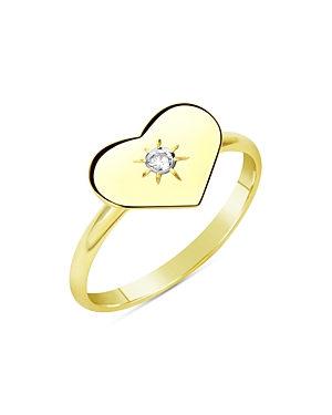 Meira T 14k Yellow Gold Heart & Diamond Ring