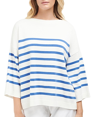 Barbour Renfew Stripe Cotton Sweater In Calico/bluebell