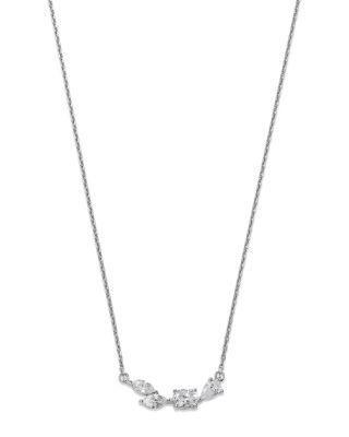 Bloomingdale's Fine Collection - Diamond Multi Cut Curved Bar Necklace in 14K White Gold, 0.45 ct. t.w, 18" - Exclusive