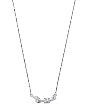 Bloomingdale's Diamond Multi Cut Curved Bar Necklace In 14k White Gold, 0.45 Ct. T.w, 18 - 100% Exclusive